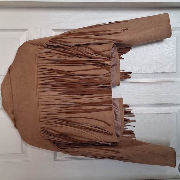 Saints & Hearts Fringe Jacket Vegan Suede Leather Women Large - Picture 5 of 5
